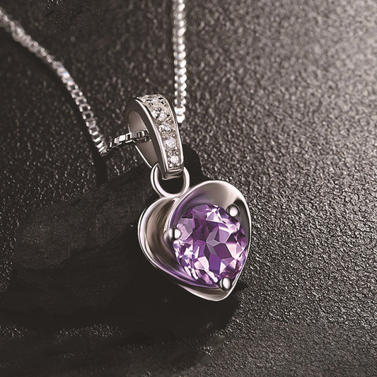 trendy Heart-shaped Crystal Silver Plated Ornament Pendant